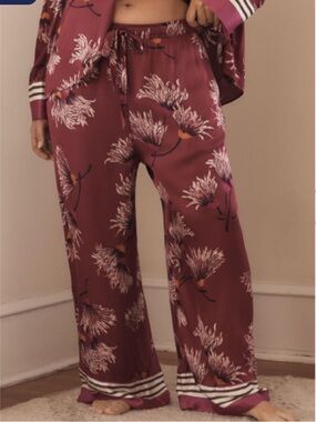 Relaxed Floral Wide-Leg pajama Pants - Mauve Floral